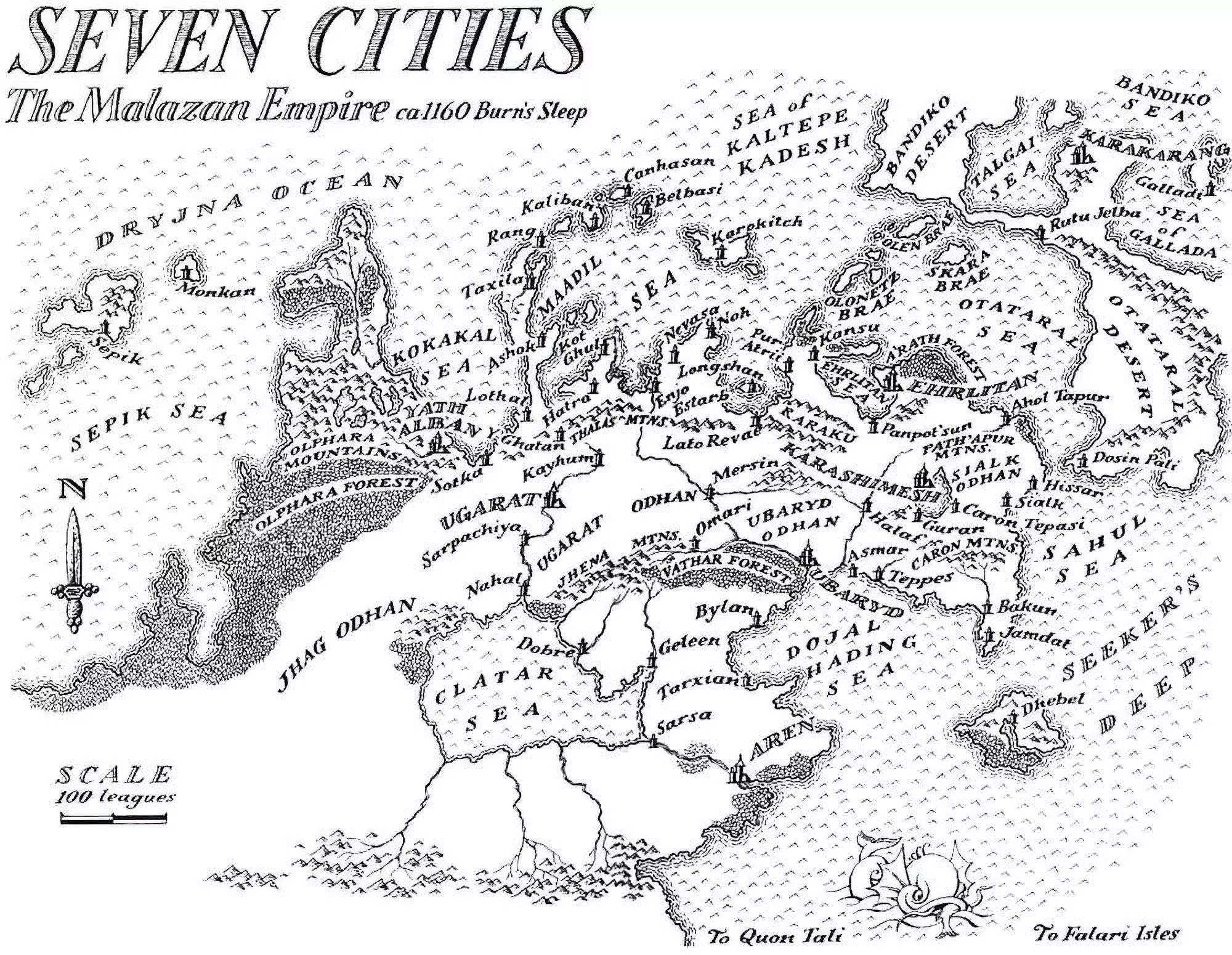 Map of Seven Cities (Deadhouse Gates)